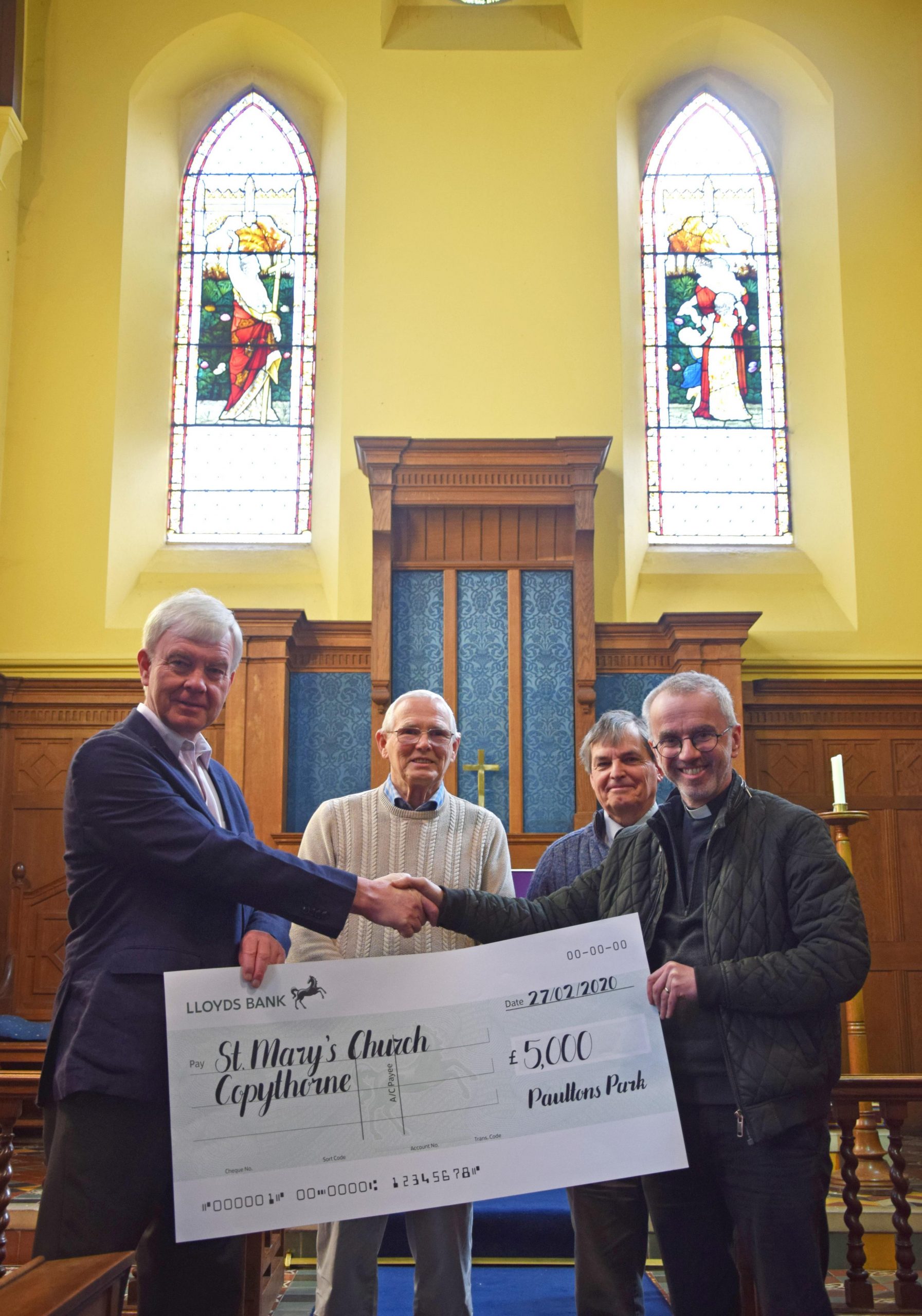 cheque presentation to St Mary's Church