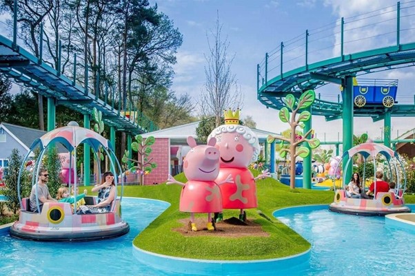 Peppa Pig World. A picture of Peppa and the Queen at Grampy Rabbit's Sailing Club.